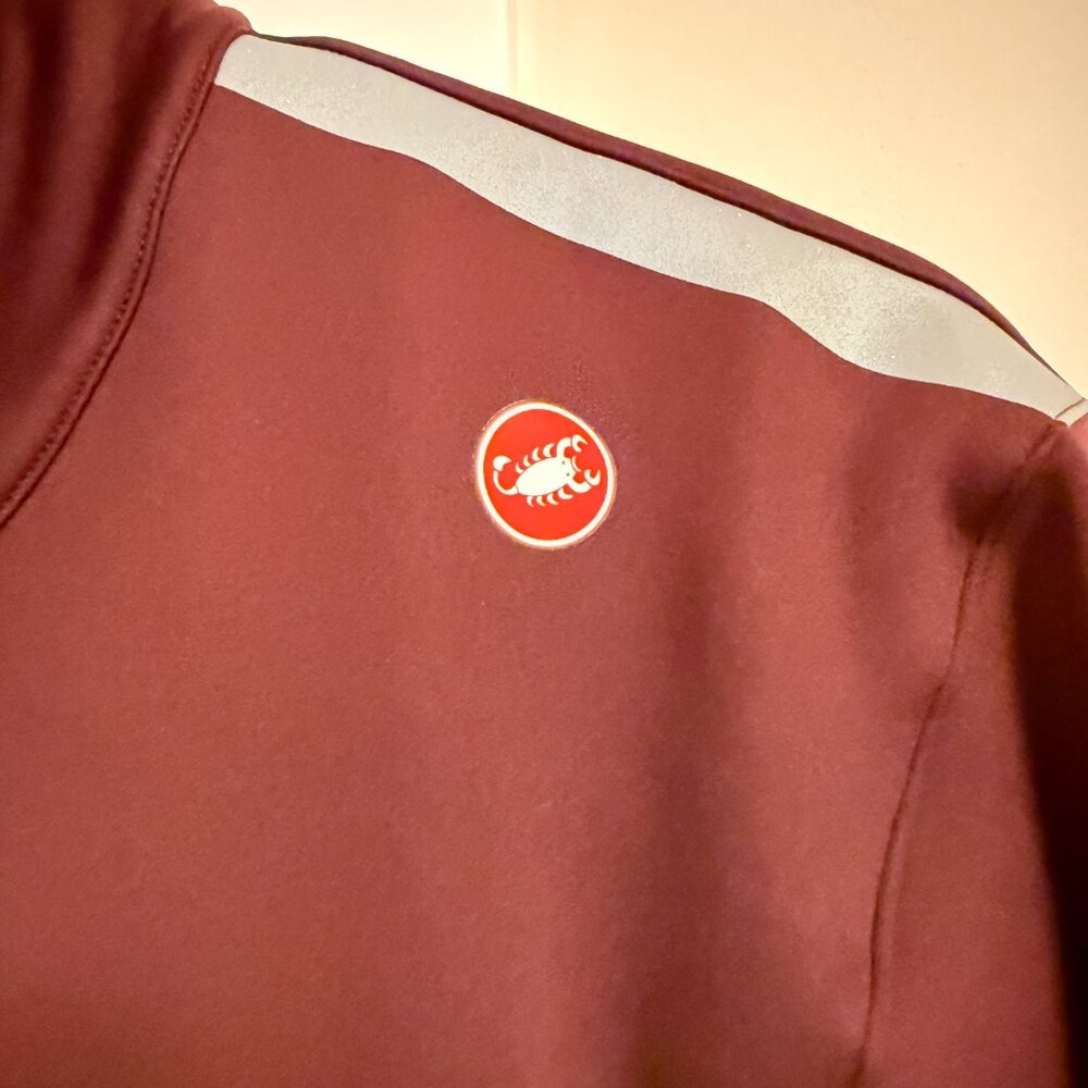 Castelli Ristretto Winter Cycling Jacket Burgundy XL Reflective Stripes Pockets - Picture 3 of 6